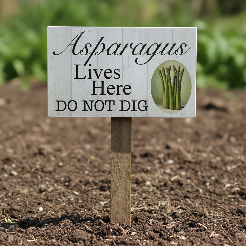 Asparagus Lives Here Do Not Dig Garden Sign | Veggie Patch Signage Aussie Made
