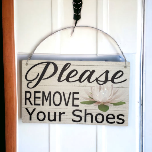 Please Remove Your Shoes Lotus Flower Sign - The Renmy Store Homewares & Gifts 