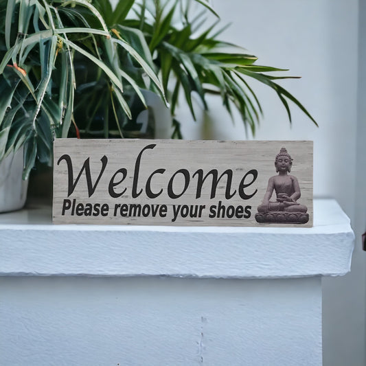 Welcome Remove Shoes Thai Buddha Zen Sign - The Renmy Store Homewares & Gifts 
