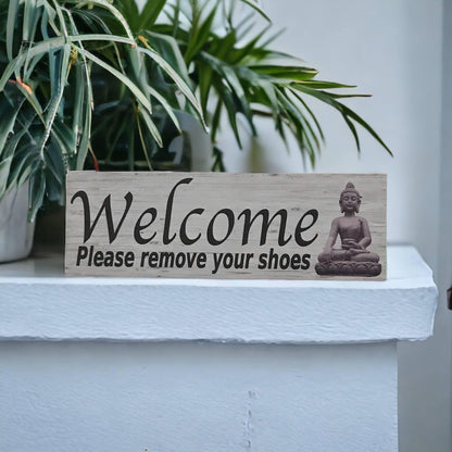 Welcome Remove Shoes Thai Buddha Zen Sign - The Renmy Store Homewares & Gifts 