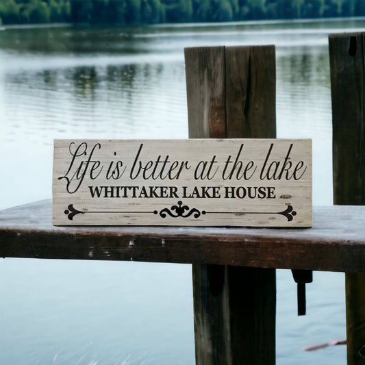 Life Is Better At The Lake House Custom Personalised Sign - The Renmy Store Homewares & Gifts 