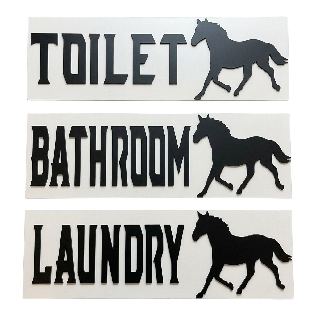 Horse Door Room Signs | Toilet Laundry Bathroom | Acrylic or Sticker | Aussie Made