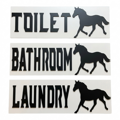 Horse Door Room Signs | Toilet Laundry Bathroom | Acrylic or Sticker | Aussie Made