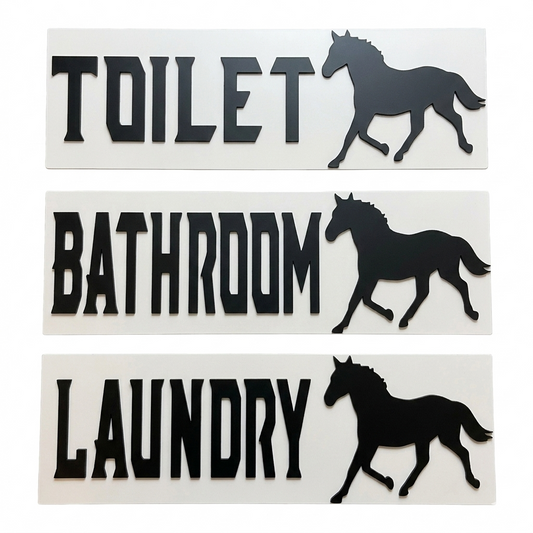 Horse Door Room Signs | Toilet Laundry Bathroom | Acrylic or Sticker | Aussie Made