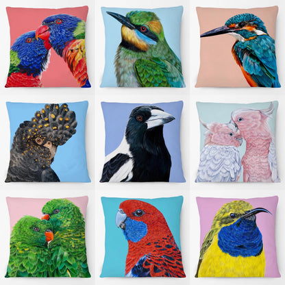 Australian Birds Cushion Cover | Rainbow Lorikeet Black Cockatoo Magpie & More | 45cm