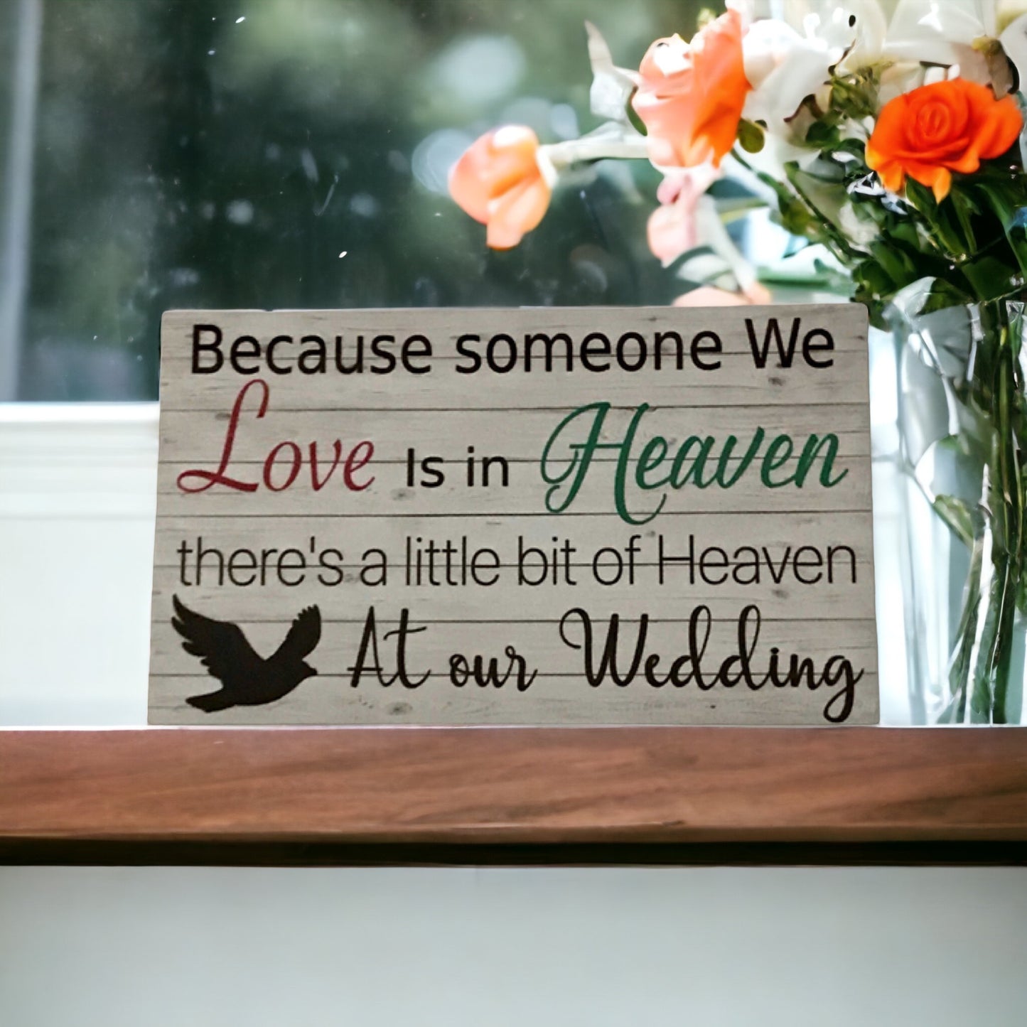 Love is in Heaven Wedding Timber Look Sign Plaque or Hanging - The Renmy Store Homewares & Gifts 