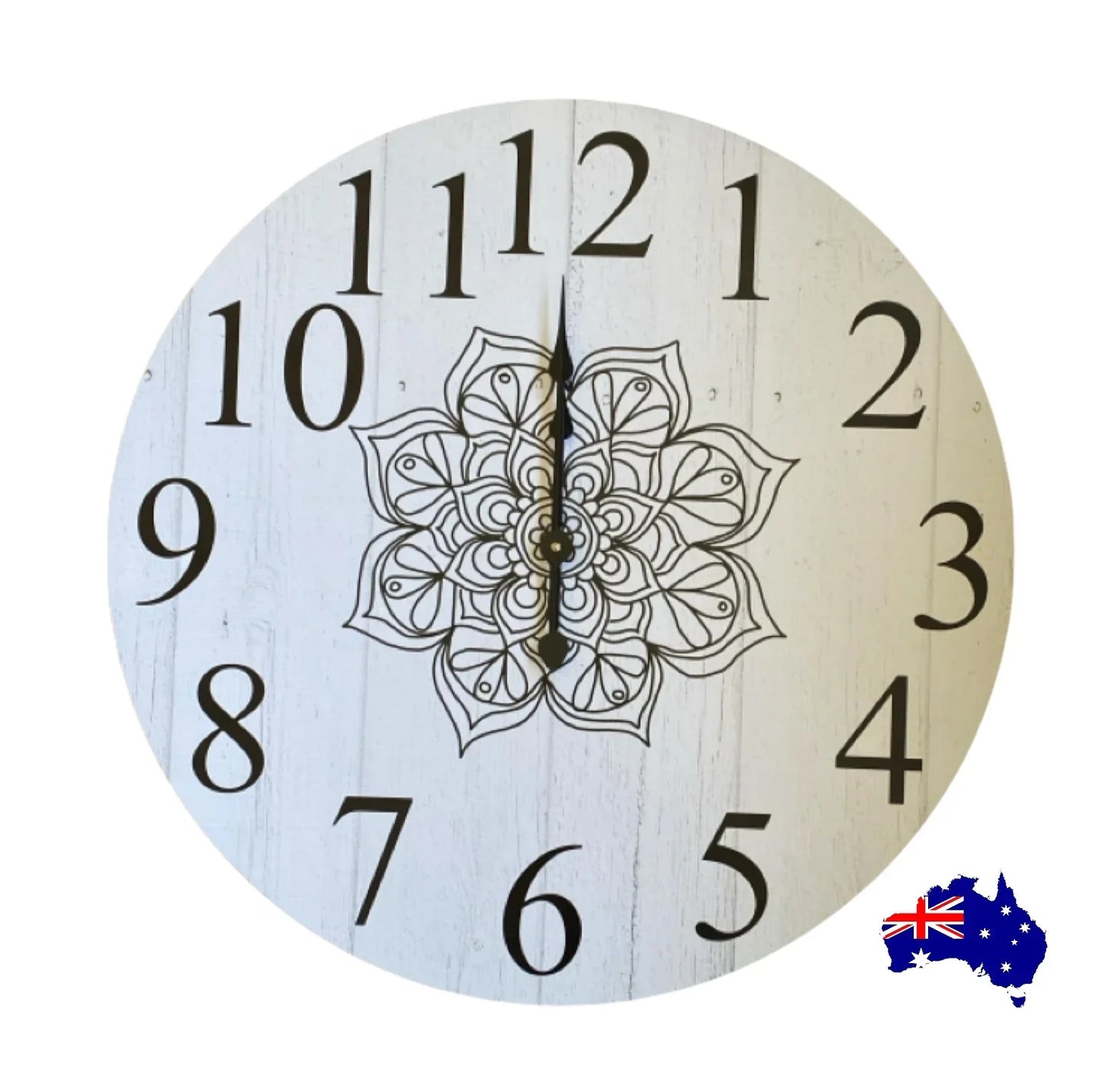 Clock Wall Wooden Mandala 30cm or 60cm Aussie Made
