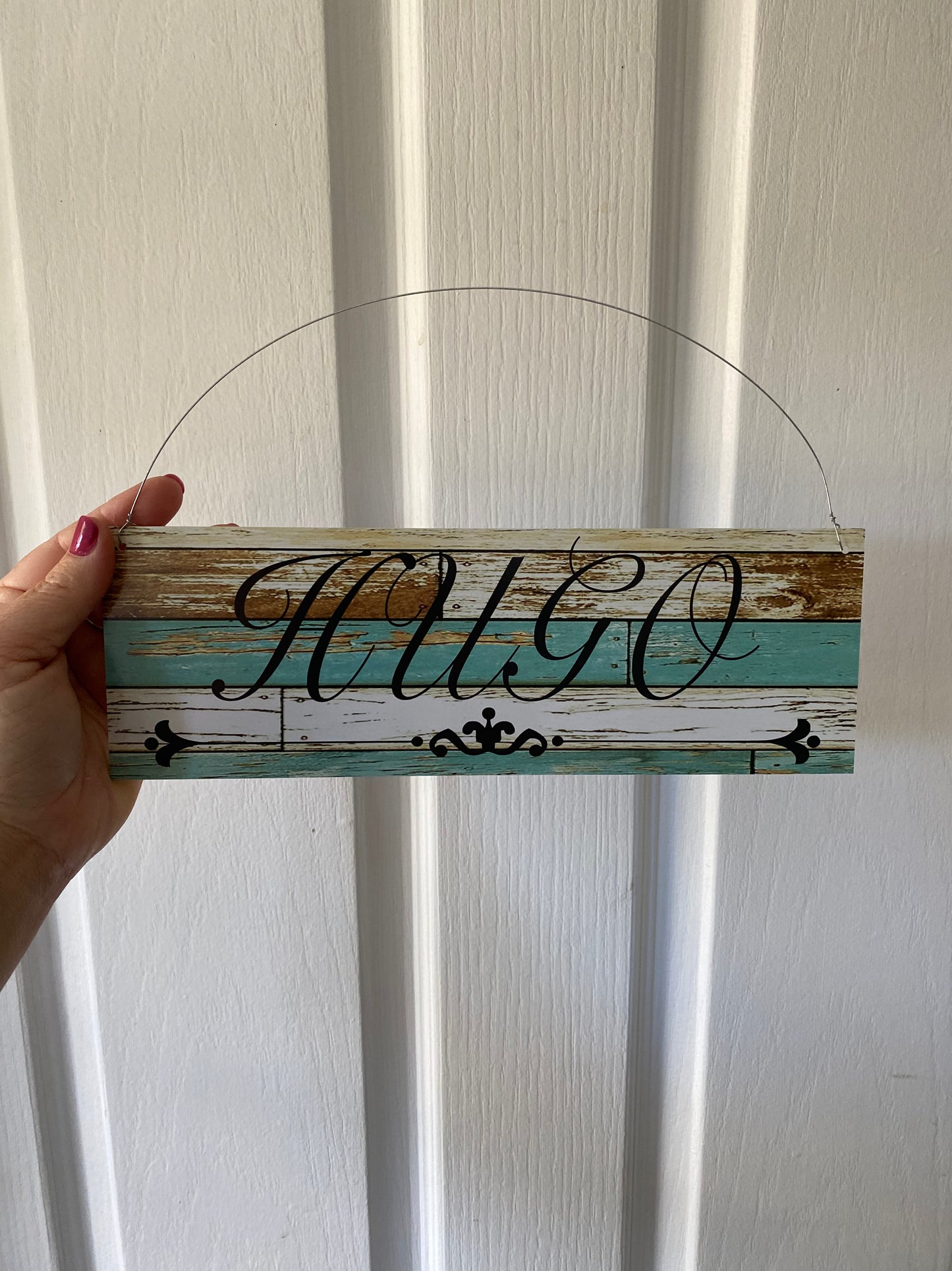 Custom Personalised Rustic Blue Sign Timber Look Aussie Made