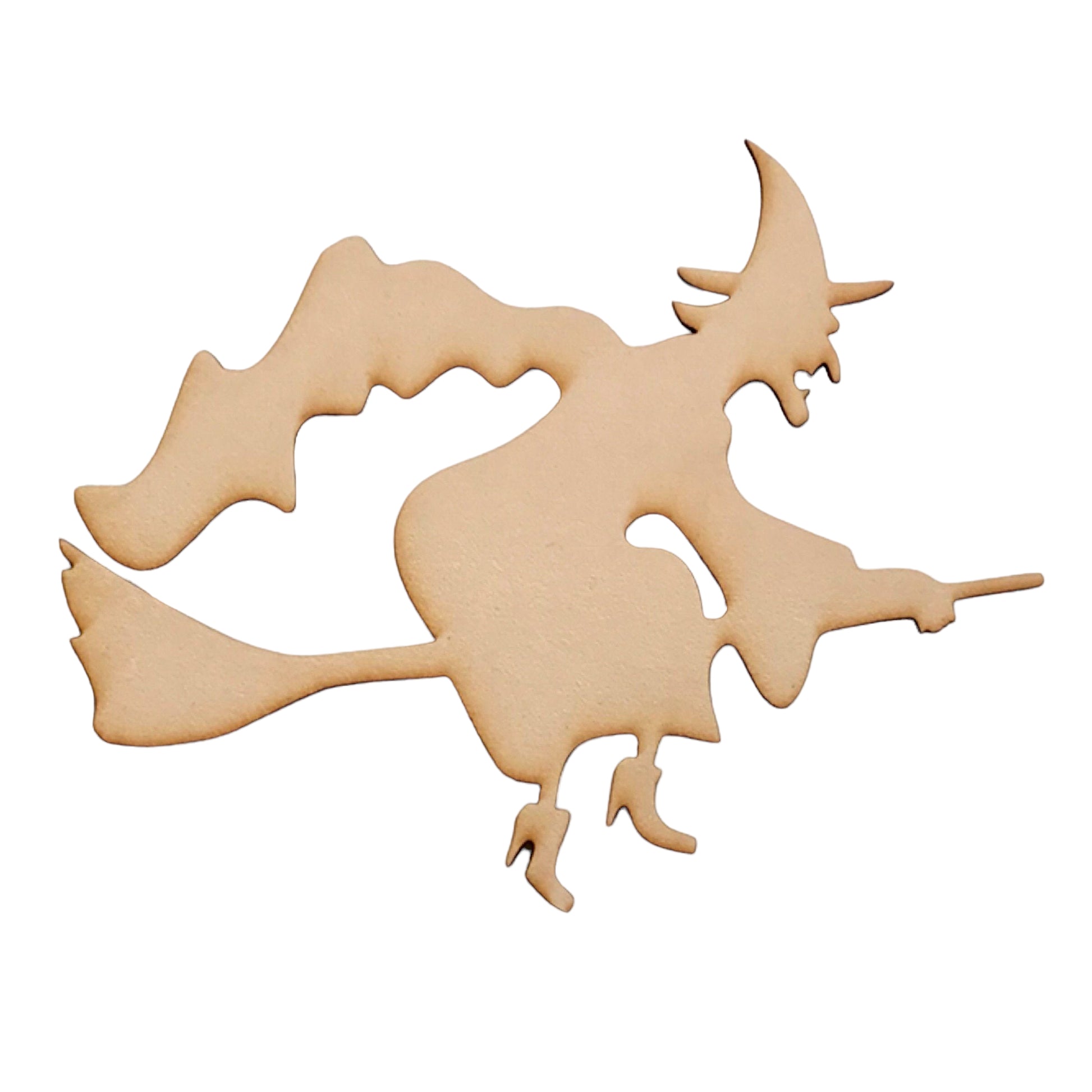 Witch On Broom Stick MDF DIY Raw Cut Out Art Craft Decor - The Renmy Store Homewares & Gifts 