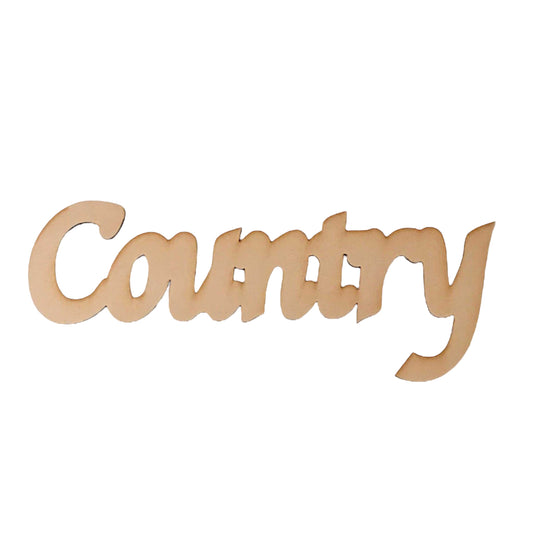 Country MDF Wooden Word Shape Raw - The Renmy Store Homewares & Gifts 