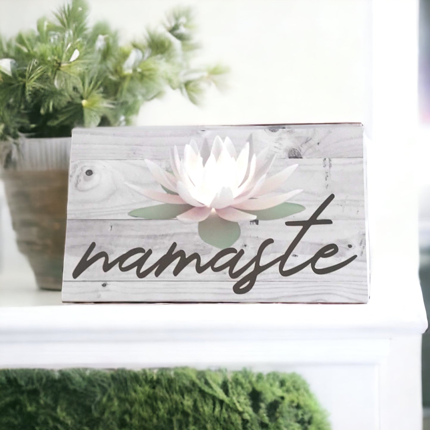 Namaste with Lotus Flower Sign - The Renmy Store Homewares & Gifts 