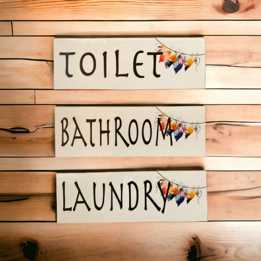 Boho Feather Toilet Laundry Bathroom Door Sign - The Renmy Store Homewares & Gifts 