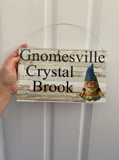 Gnome Custom Personalised Rustic Garden Sign