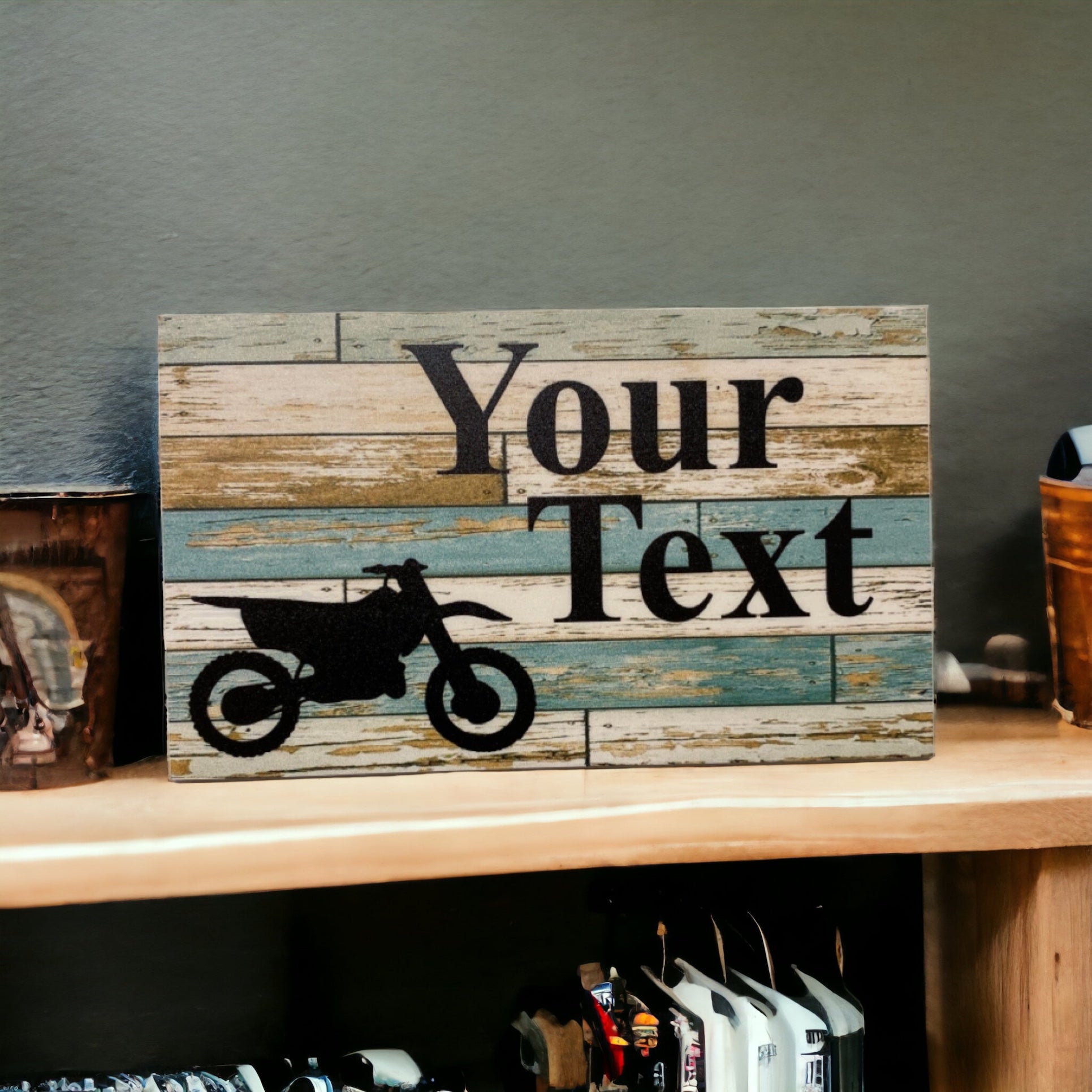 Dirt Bike Motorbike Blue Custom Personalised Sign - The Renmy Store Homewares & Gifts 
