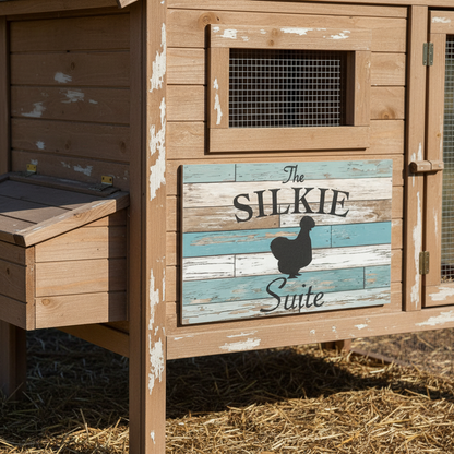 Silkie Chicken Suite Blue Timber Style Sign | Aussie Made
