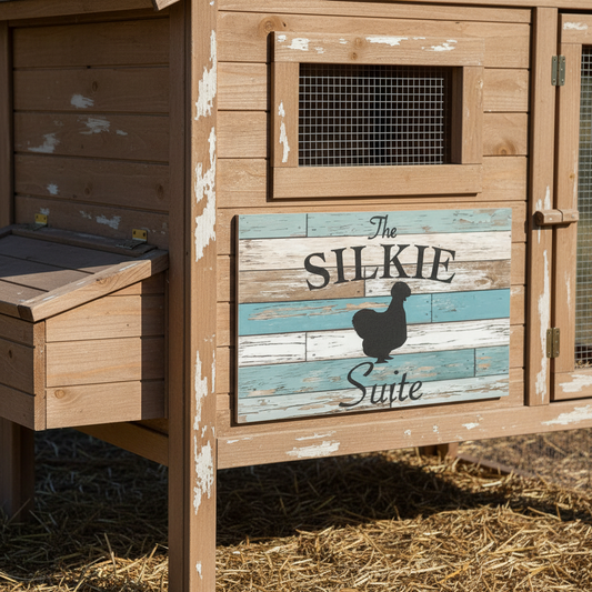 Silkie Chicken Suite Blue Timber Style Sign | Aussie Made