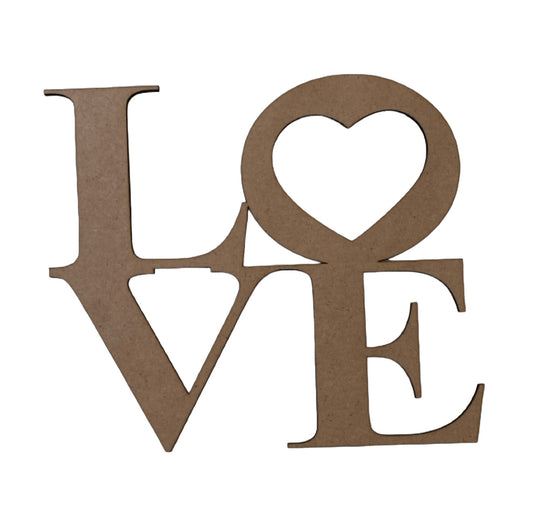 Love Heart Word MDF Timber DIY Raw - The Renmy Store Homewares & Gifts 