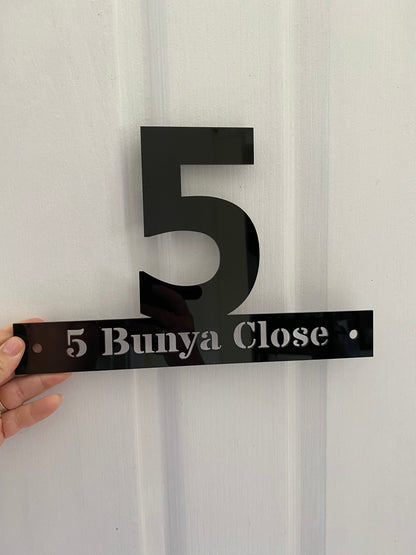 House Number Address Sign | Personalised Custom Black or White Acrylic Aussie Made