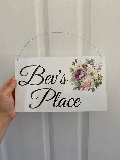Floral Mauve Pink White Garden Custom Personalised Sign | Acrylic | Aussie Made