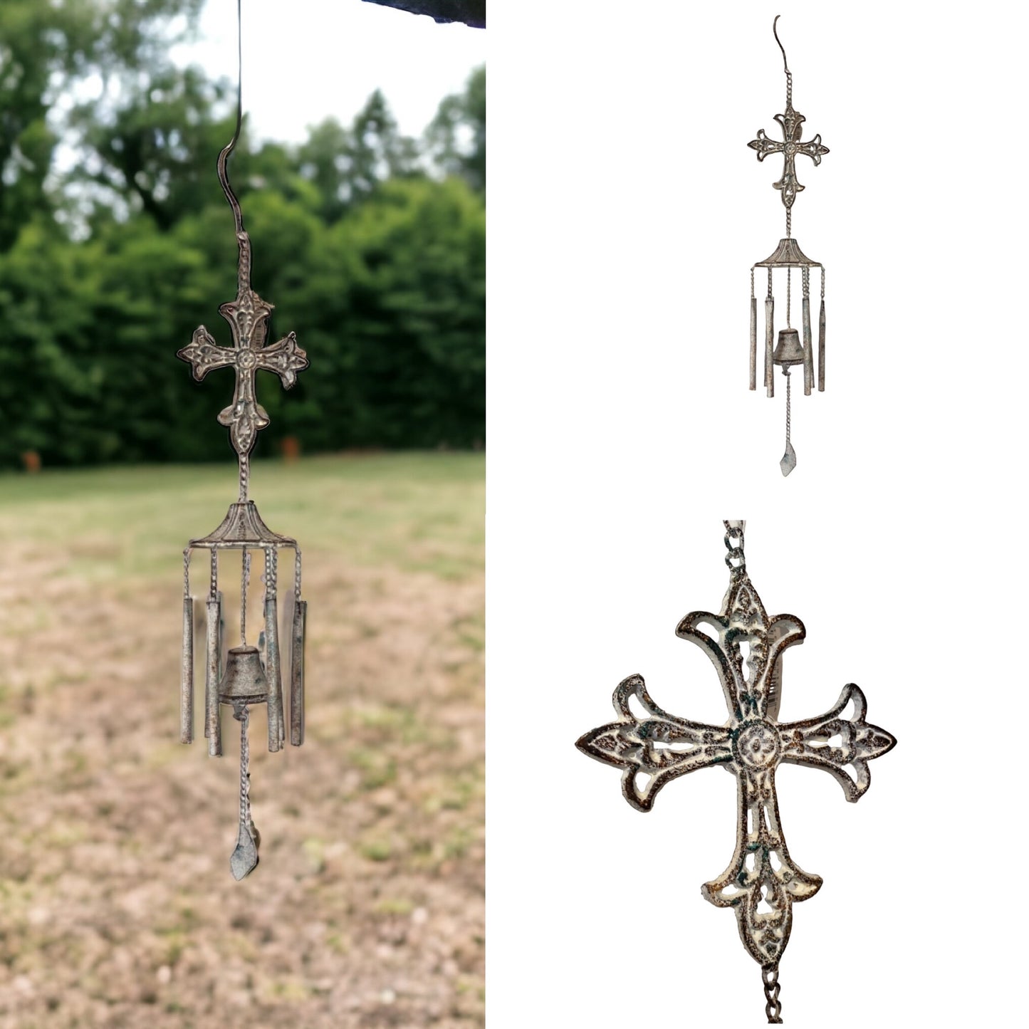 Hanging Rustic Cross Chime Bell