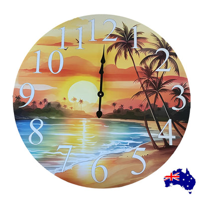 Tropical Sunset Wall Clock | Aussie Made 30cm 60cm