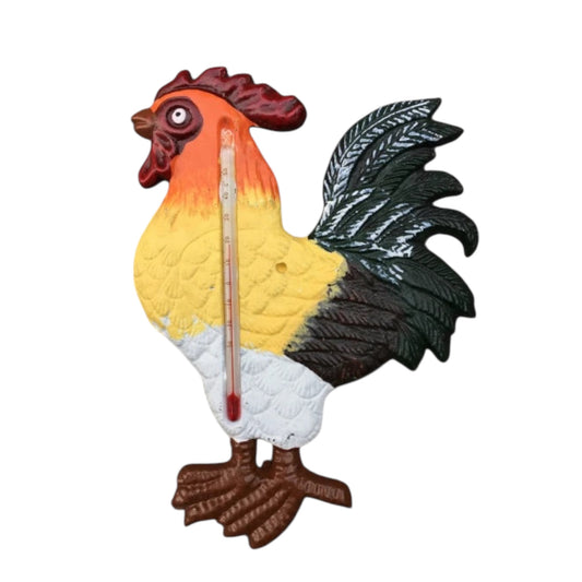 Rooster Thermometer Wall Garden Cast Iron Rustic