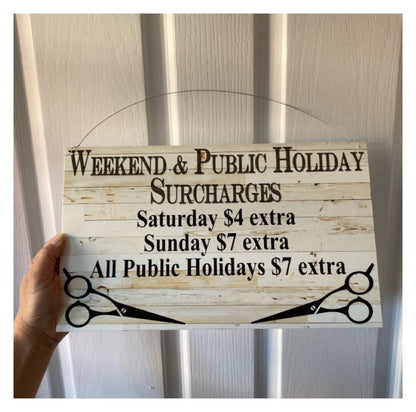 Surcharges Custom Personalised Sign | Hairdresser Barber Tailor | Outdoor Aussie Made