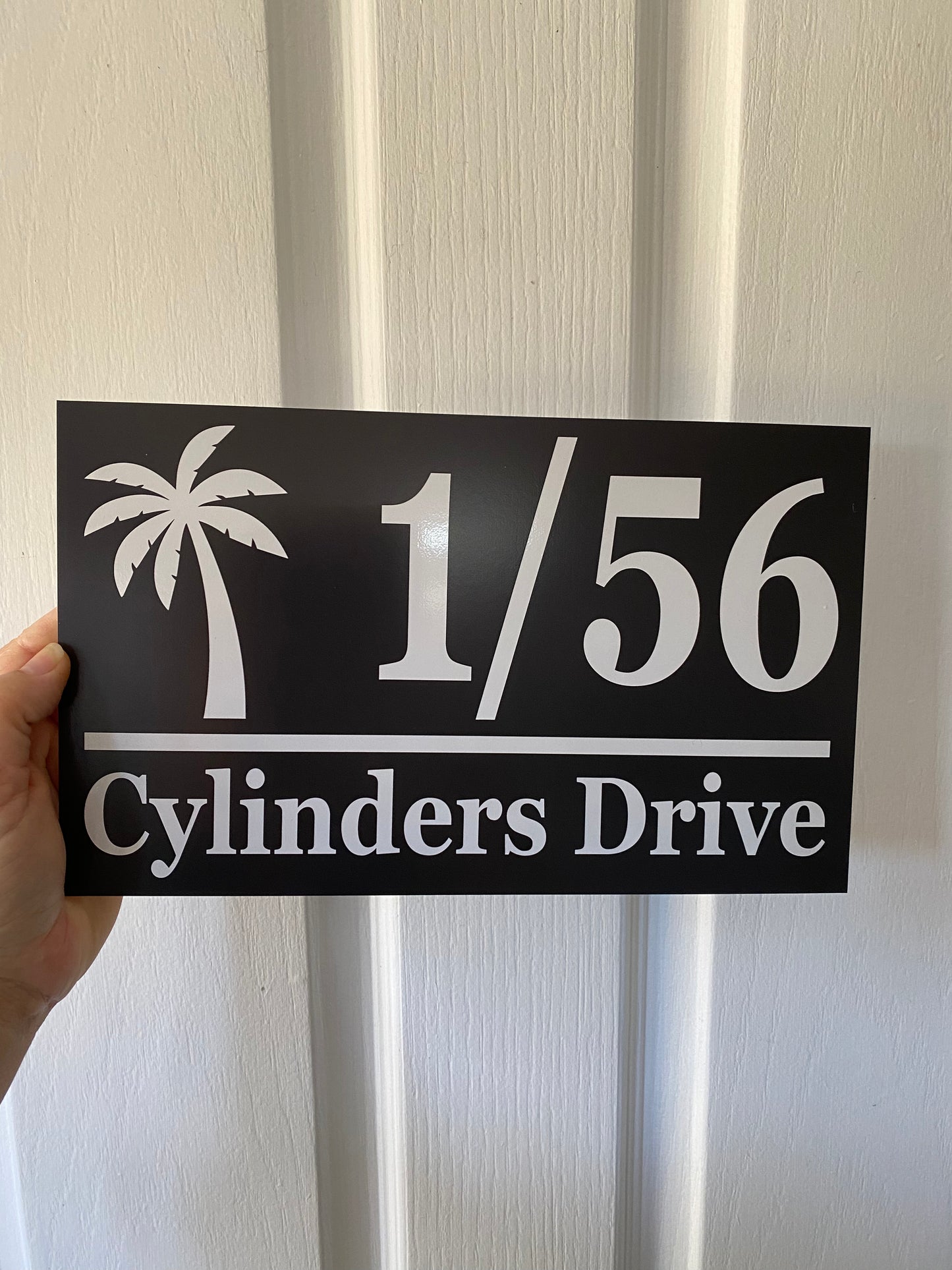 Personalised Palm Tree House Number Address Sign | Classic Black & White | Outdoor Aussie Made