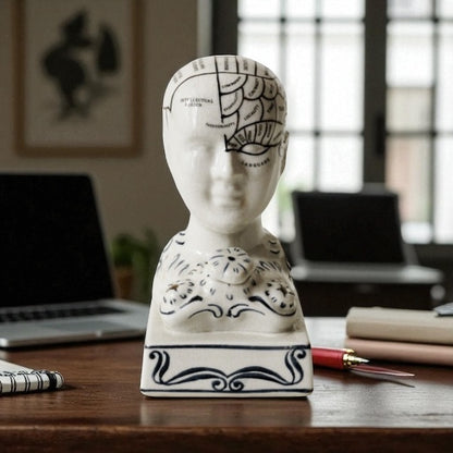 Phreno Phrenology Head Scroll Human Retro Vintage Ornament