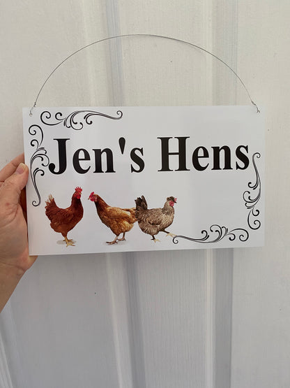 Custom Chicken Hen Coop Sign - Personalised White Signage - Australian Made