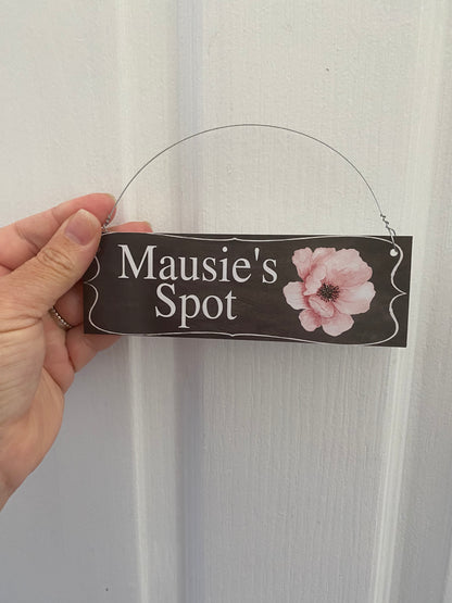 Custom Personalised Vintage Black Pink Flower Sign