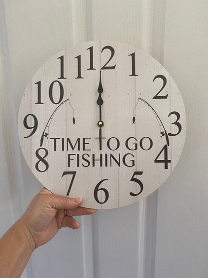 Gone Fishing Wall Clock Custom Personalised - Aussie Made
