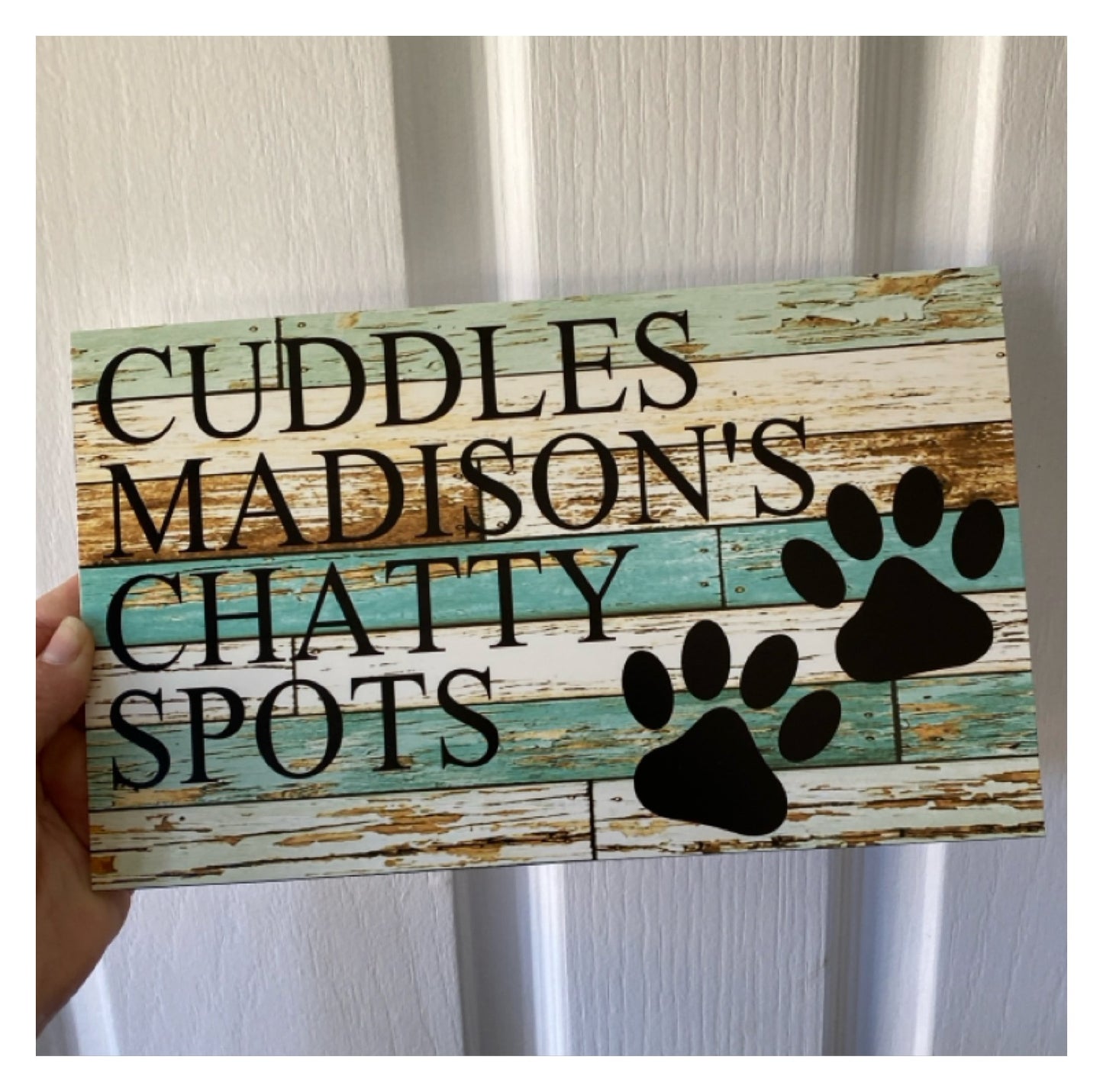 Dog Cat Paws Pet Blue Custom Sign