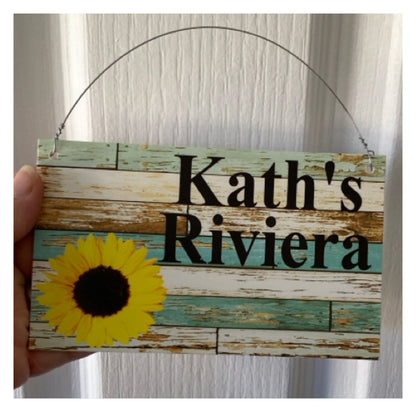 Sunflower Custom Personalised Blue Sign