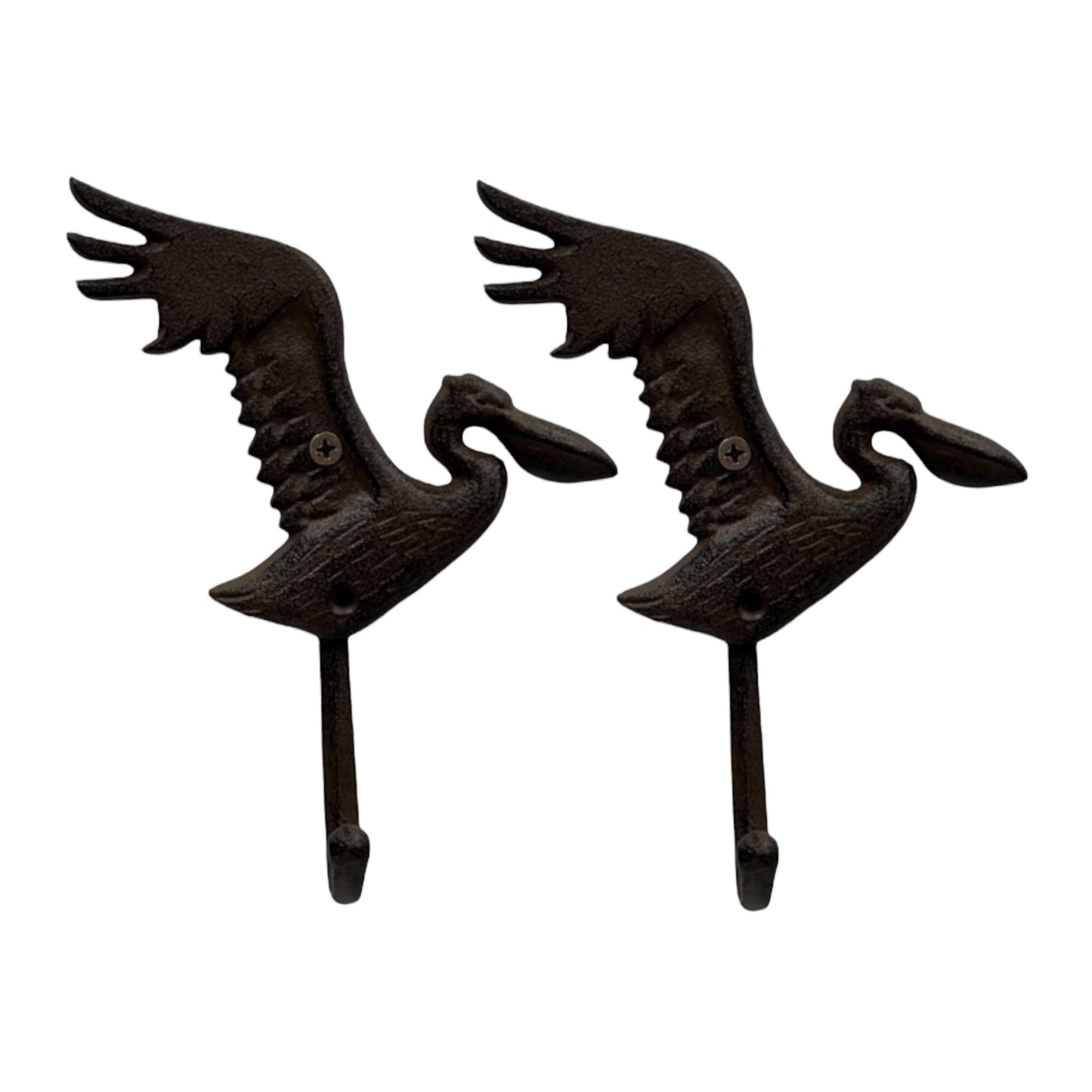 Pelican Hook Set of 2 Rustic Coastal Cast Iron