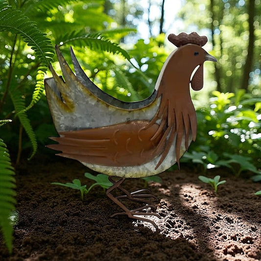 Planter Pot Rooster Chicken Rustic Garden Country