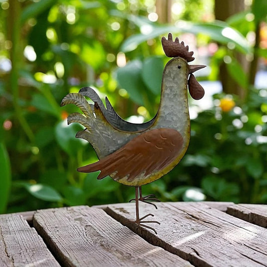 Planter Pot Rooster Hen Rustic Garden Country