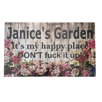Custom Floral Garden Rose Sign | Personalised Happy Place Garden Sign | Australian Made
