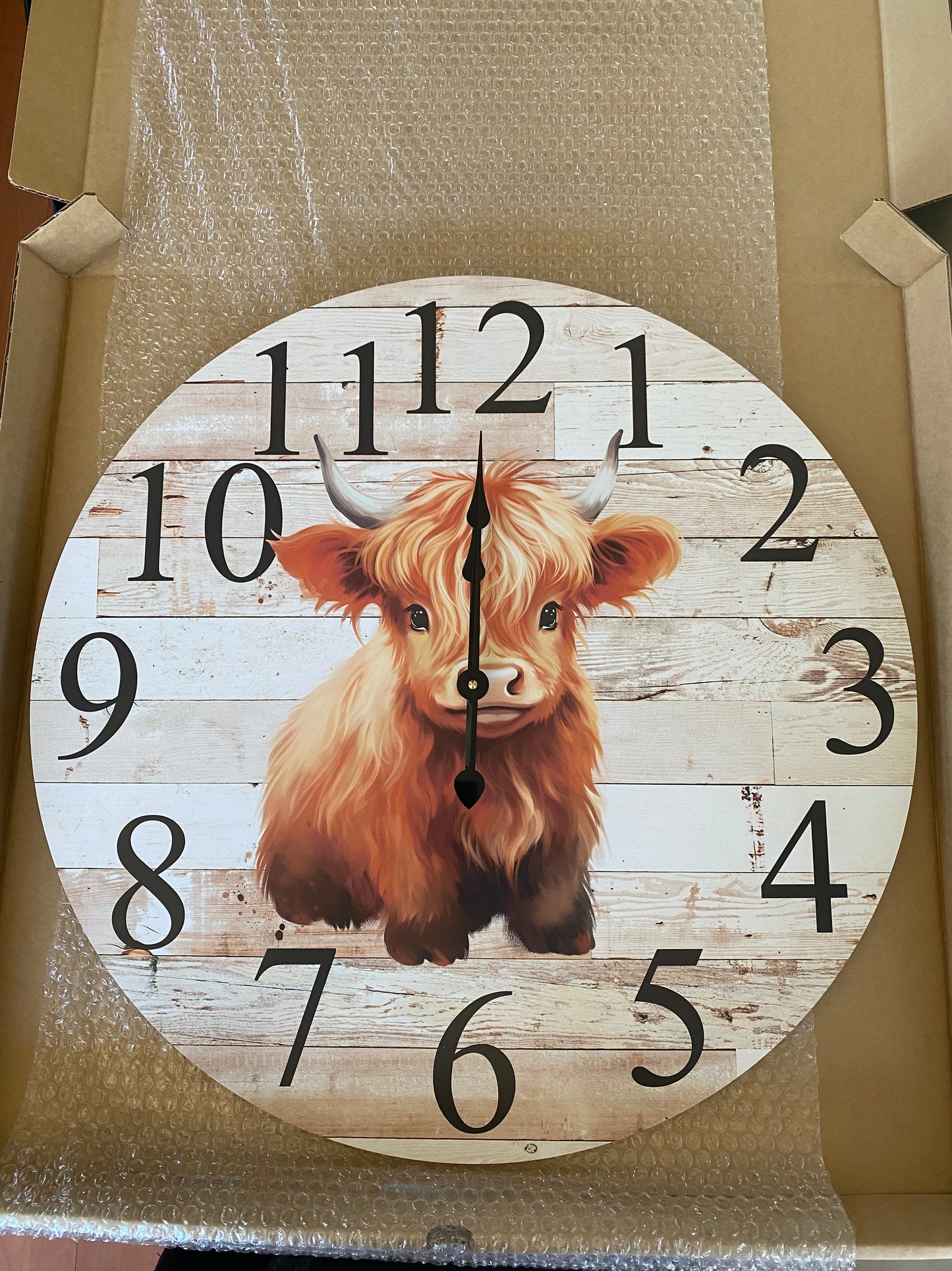 Baby Highland Cow Wall Clock | Aussie Made 30cm 60cm