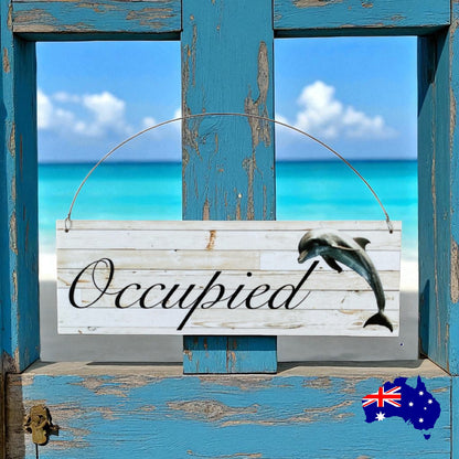 Vacant & Occupied Dolphin Toilet Bathroom Door Sign