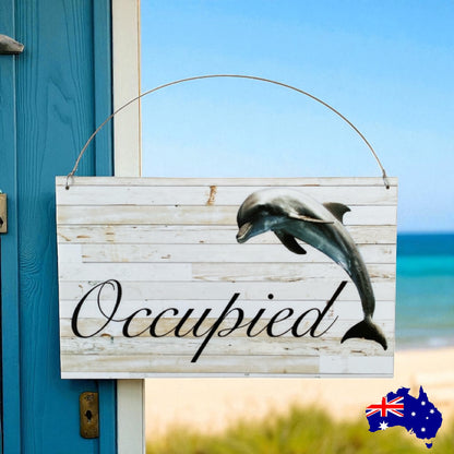 Dolphin Occupied Vacant Toilet Bathroom Door Beach Sign