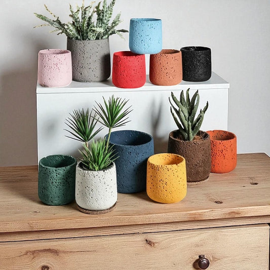 Pot Planter Flower Rustic Garden Concrete Stone Style