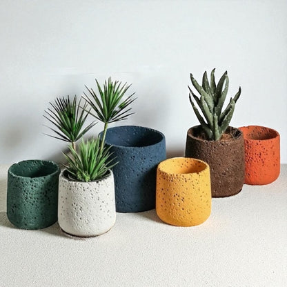 Pot Planter Flower Rustic Garden Concrete Stone Style