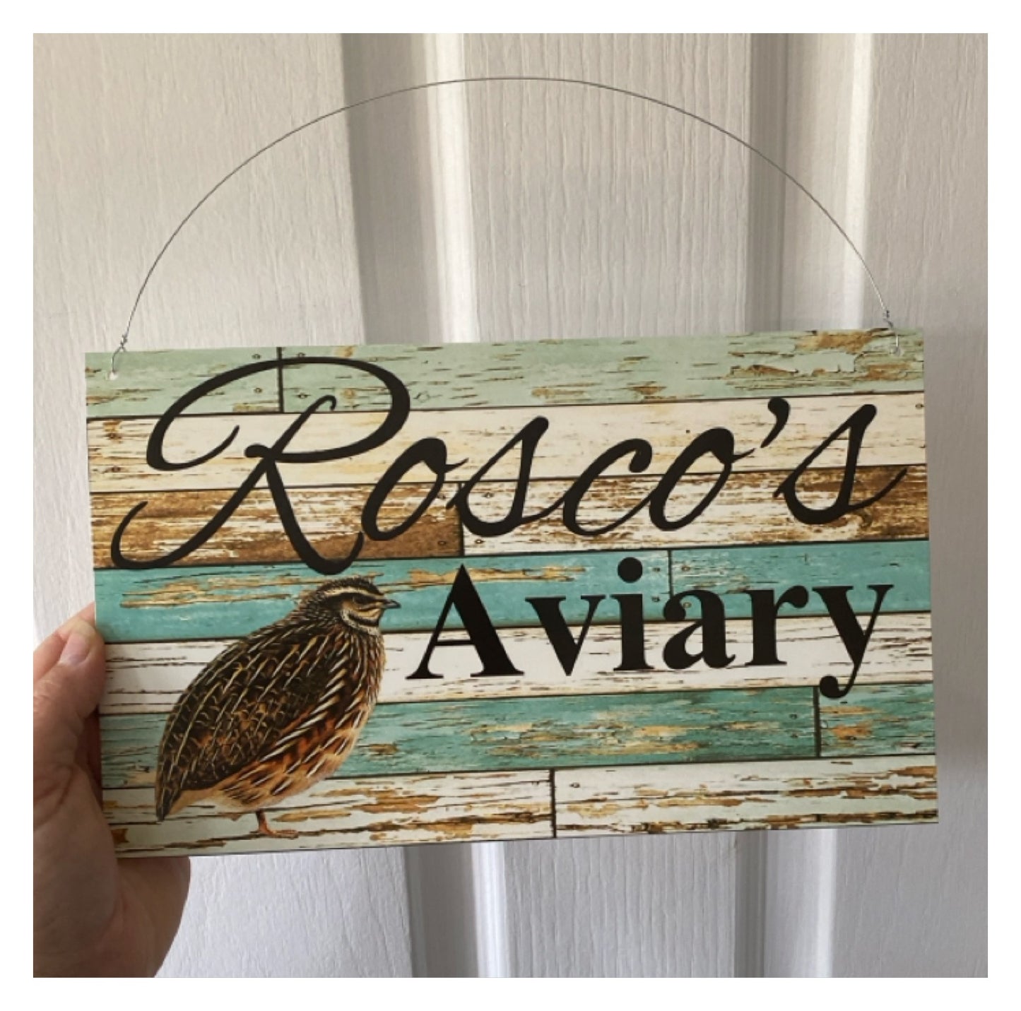 Quail Coop Custom Personalised Blue Sign