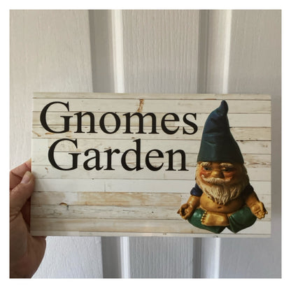 Gnome Custom Personalised Rustic Garden Sign