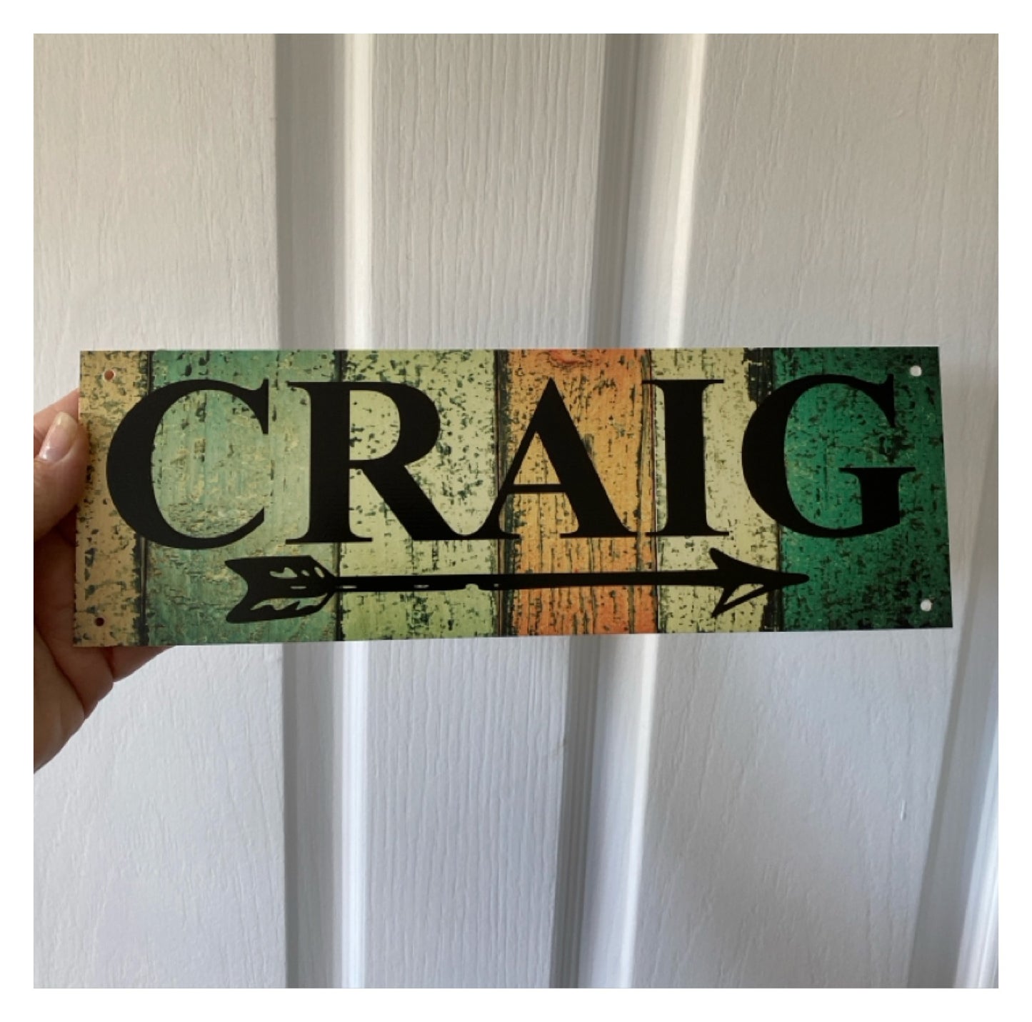 Custom Personalised with Arrow Rustic Colour Sign
