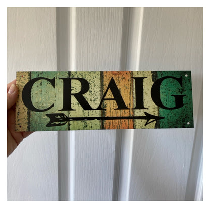 Custom Personalised with Arrow Rustic Colour Sign