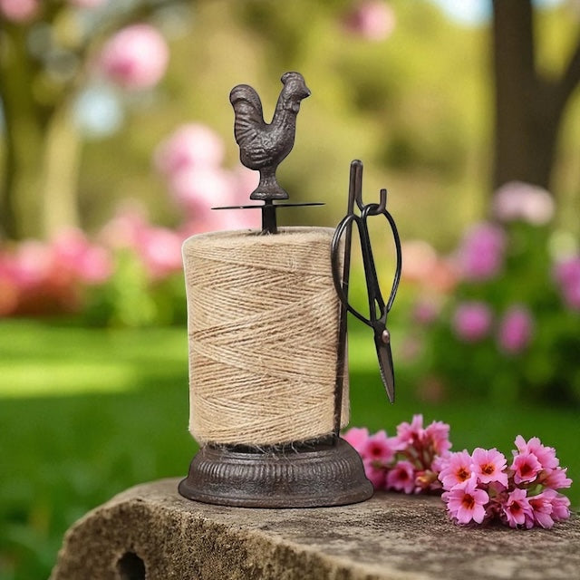 String Holder Cast Iron Rustic Garden Rooster