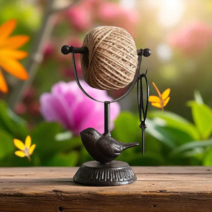 String Holder Cast Iron Rustic Garden Bird
