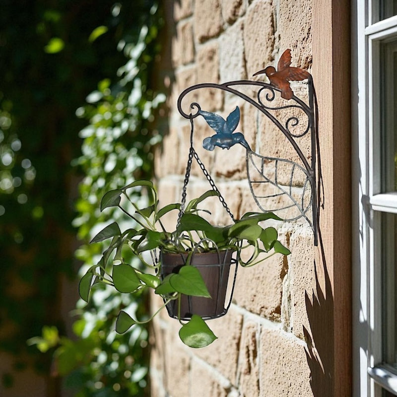 Hanging Planter Pot Wall Bracket Metal Bird Garden
